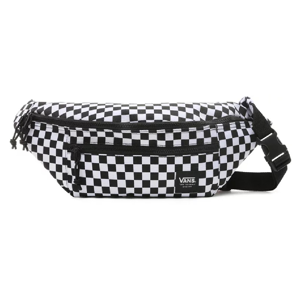 All-Over-Print Black and White Checkered Pattern Crossbody Bag